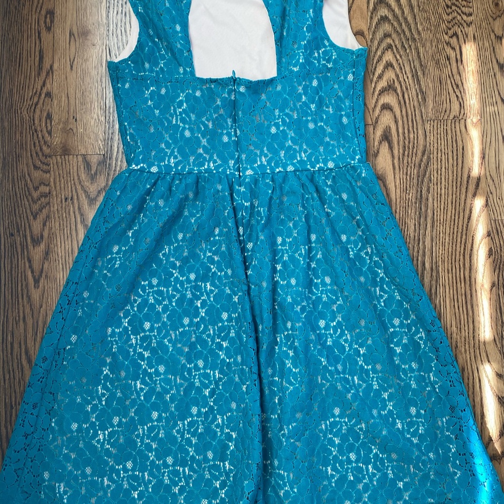 Blue-green lace dress